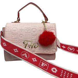 FAO Schwarz girl Glamour Go Designer Purse Embossed Logo print & bag charm